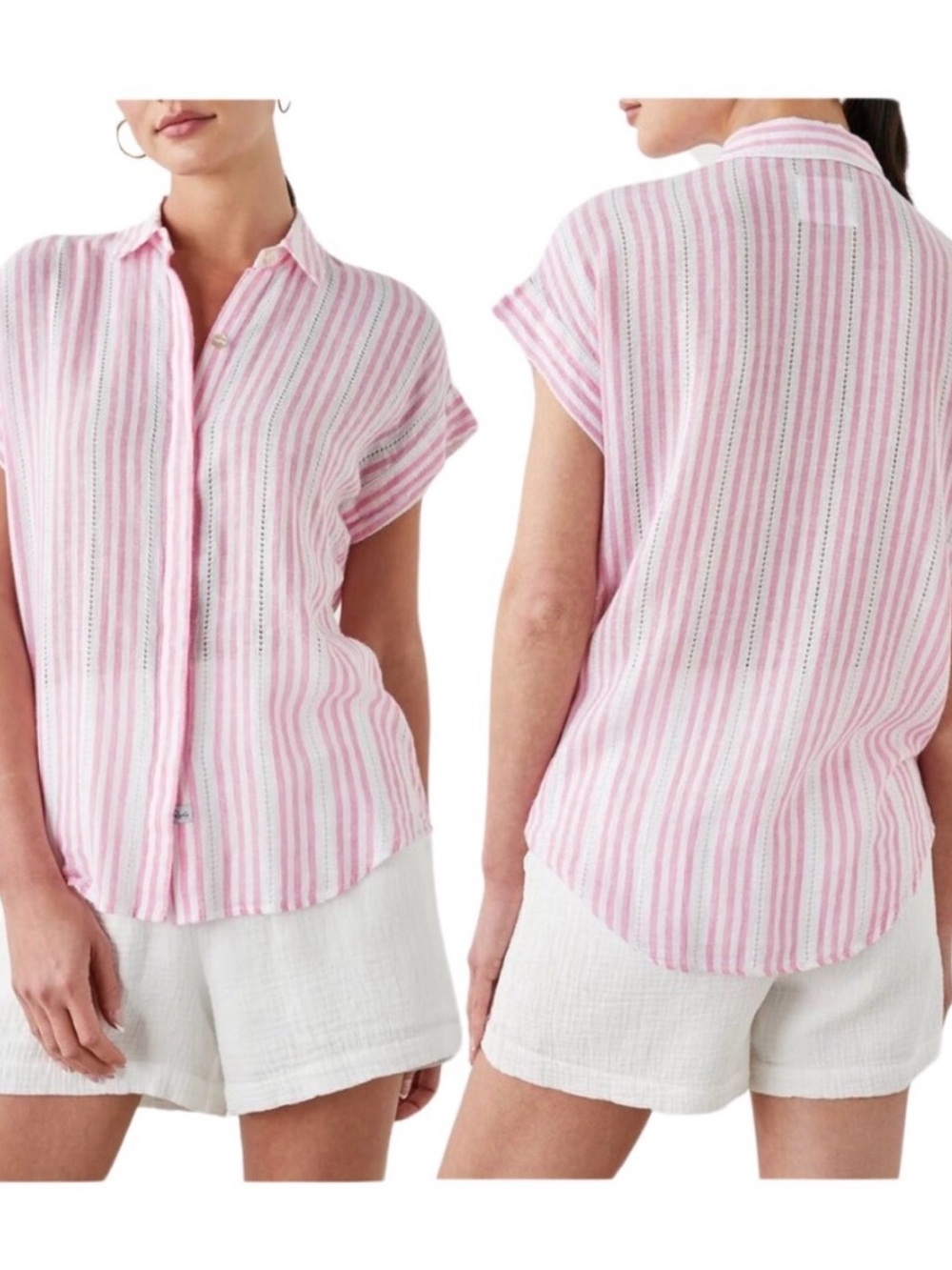 Rails Jamie Kokomo Stripe Top Size M Sleeveless Pink White Linen Blend
Pointelle